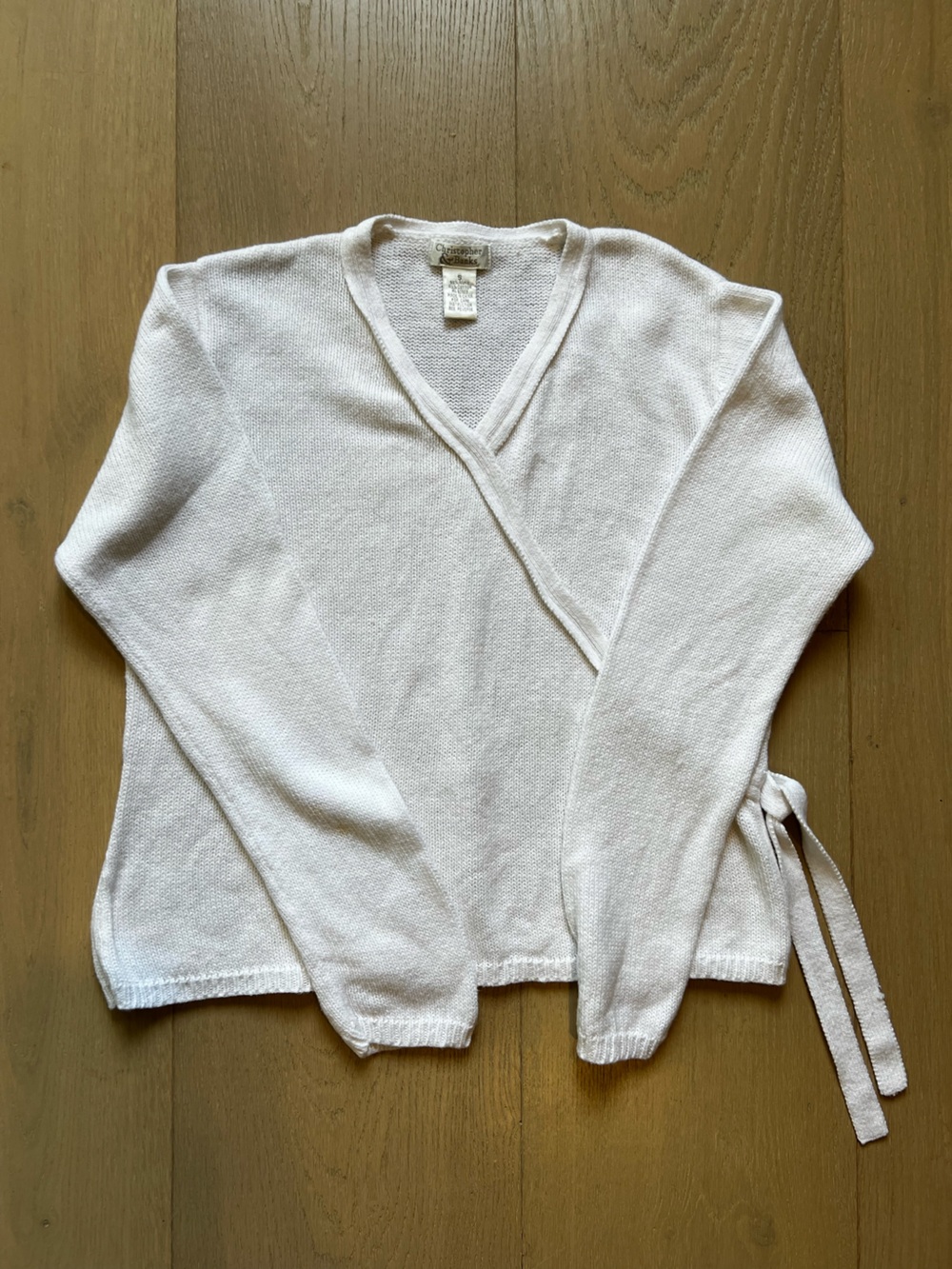 Vintage Christopher & Banks Ramie Cotton Ballet Wrap Sweater White Knit Size S
